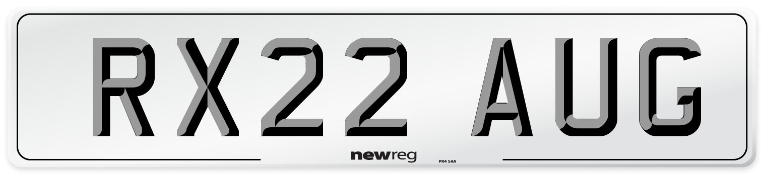 RX22 AUG Number Plate from New Reg